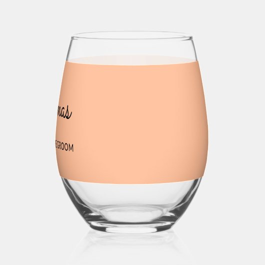 新郎の父 ウェディング ピーチ パーソナライズ ワイングラス ステムなしワイングラス (左)