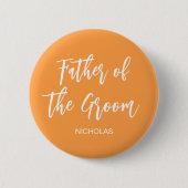 新郎の父 オレンジ 白 ボタン 缶バッジ (正面)