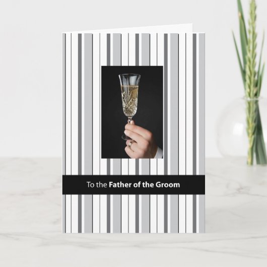 新郎の父、シャンパン・トースト、黒 サンキューカード (正面)