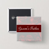 "新郎の父" – 赤ローズブーケ(2) 缶バッジ (正面&裏面)