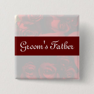 "新郎の父" – 赤ローズブーケ(2) 缶バッジ