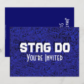新郎の独身最後の男友達パーティー 青いテクスチャーの招待状 招待状 (正面/裏面)