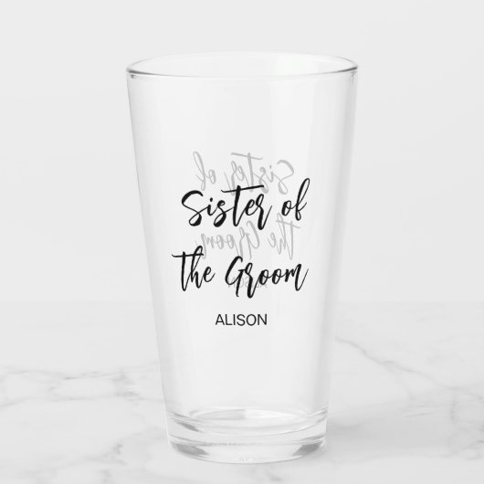 新郎の白黒結婚杯の妹 タンブラーグラス (裏面)