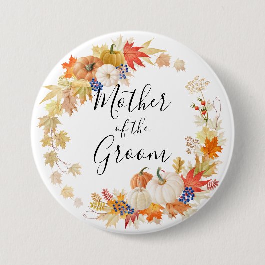 新郎の紅葉のカボチャ母 缶バッジ (正面)
