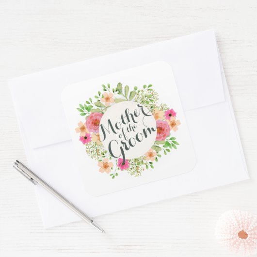 新郎の結婚式のステッカーのシールの母 スクエアシール (封筒)