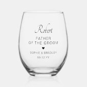 新郎の結婚式のパーソナライズされた父親 ステムなしワイングラス (正面)