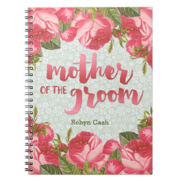 新郎の結婚式の白人及び緑のレースの母 ノートブック