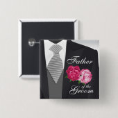 新郎の結婚披露宴 – ピンクフローラ 缶バッジ (正面&裏面)