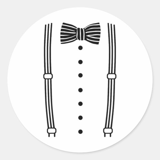 新郎の蝶ネクタイとサスペンダー ラウンドシール (正面)