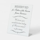 新郎の記念碑の父のために結婚予約 台座サイン (正面)