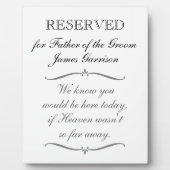 新郎の記念碑の父結婚のために フォトプラーク (正面)