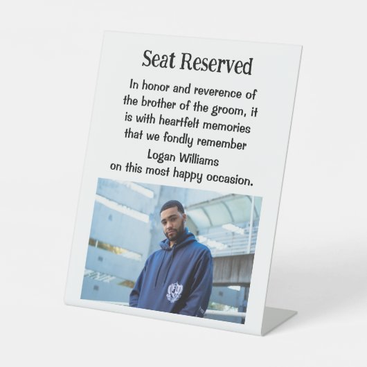 新郎の記念結婚額の看板の兄弟 台座サイン (正面)