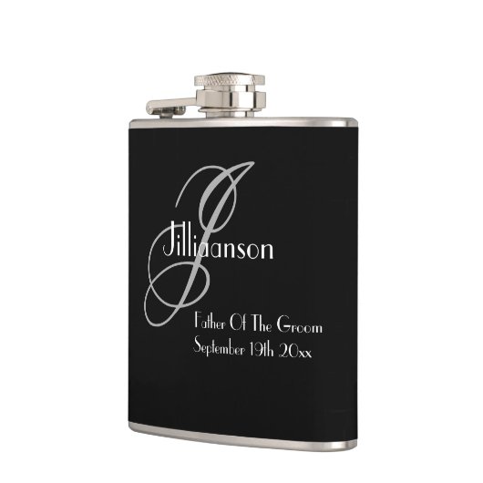 新郎の贈り物シック結婚モノグラムの父 フラスク (左)