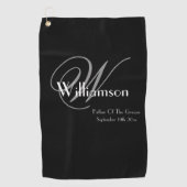 新郎の贈り物モノグラムのクラシック父モダン ゴルフタオル (正面)