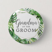 新郎の野生のトロピカルパームおばあちゃん 缶バッジ (正面)