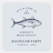 新郎の釣り旅行パーティー スクエアシール (正面)
