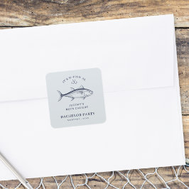 新郎の釣り旅行パーティー スクエアシール