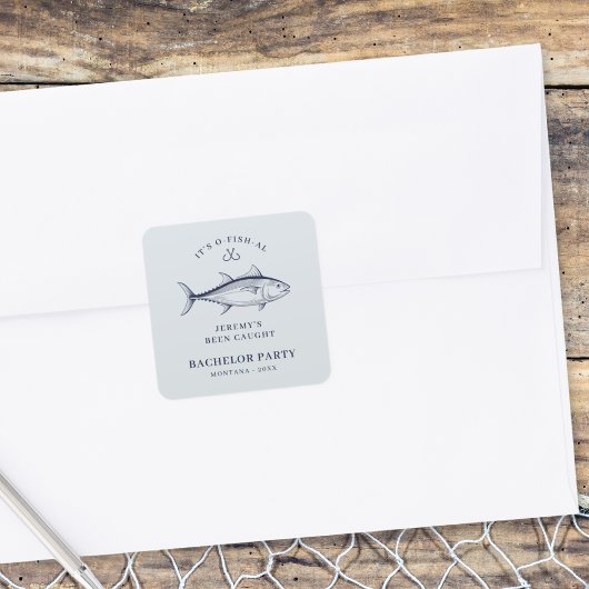 新郎の釣り旅行パーティー スクエアシール