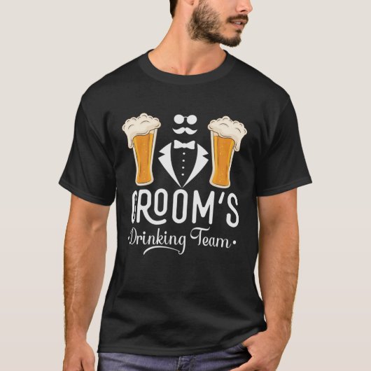 新郎の飲み会 結婚前の独身パーティー 仲間たち Tシャツ (正面)