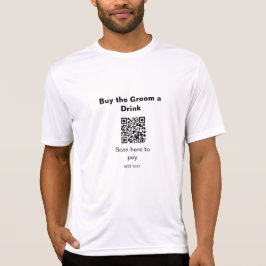 新郎のQRコードをスキャンして飲み代を支払う Tシャツ
