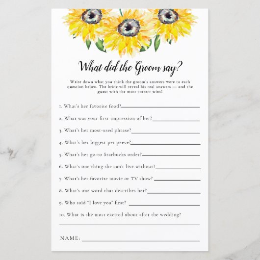 新郎は何と言ったかブライダルシャワーひまわり (正面)