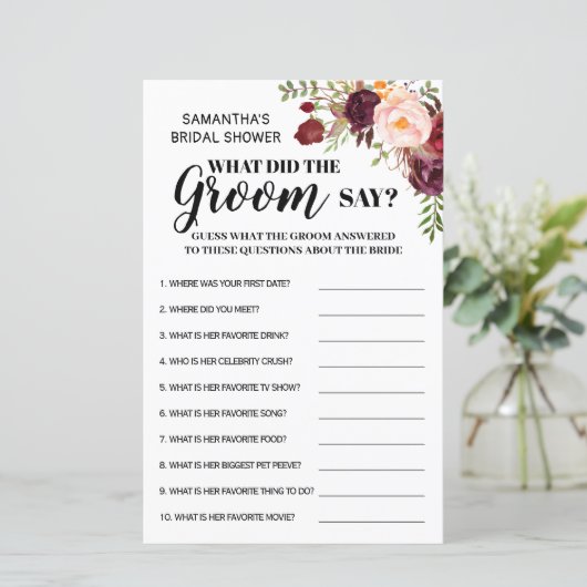 新郎は何と言ったかブライダルシャワーゲームのバイリンガル (スタンド正面)