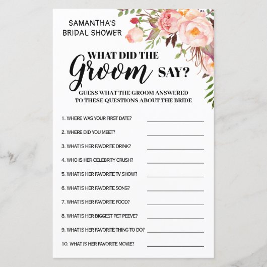 新郎は何と言ったかブライダルシャワーゲームのバイリンガル (正面)