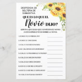 新郎は何と言ったかブライダルシャワーゲームのバイリンガル (裏面)