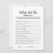 新郎は何と言ったかブライダルシャワーゲームカード (正面)