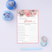 新郎は何と言ったかブライダルシャワーゲームカード チラシ (シングル)