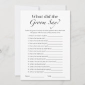 新郎は何と言ったかブライダルシャワーゲームカード 招待状 (正面)