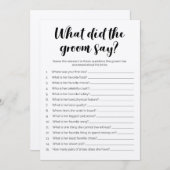 新郎は何と言ったかブライダルシャワーゲーム プログラム (正面/裏面)