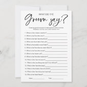 新郎は何と言ったかブライダルシャワーゲーム 招待状 (正面)