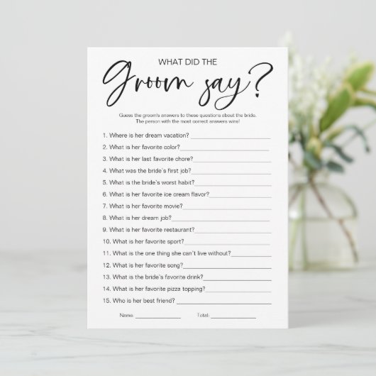 新郎は何と言ったかブライダルシャワーゲーム 招待状 (スタンド正面)