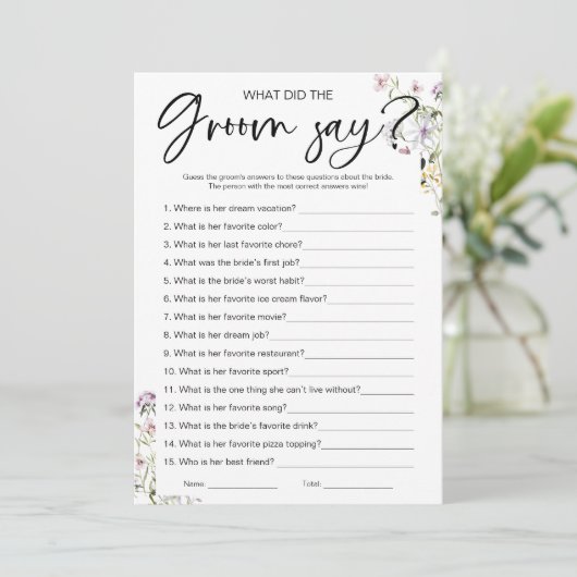 新郎は何と言ったかブライダルシャワーゲーム 招待状 (スタンド正面)