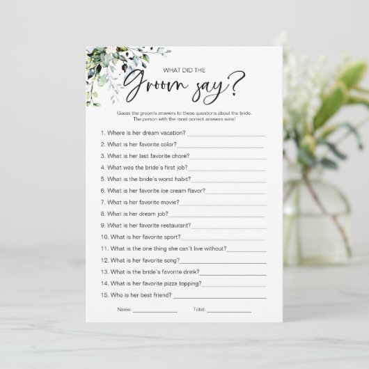 新郎は何と言ったかブライダルシャワーゲーム 招待状 (スタンド正面)