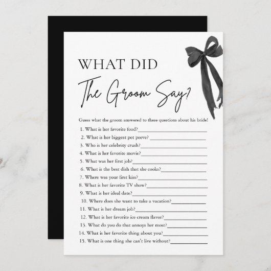 新郎は何と言ったか弓ブライダルシャワーゲーム 招待状 (正面/裏面)