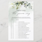 新郎は何と言ったブライダルシャワーゲームの緑 (正面)