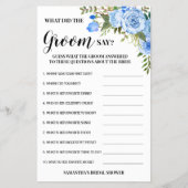 新郎は何と言ったブライダルシャワーブルーゲームカード チラシ (正面)