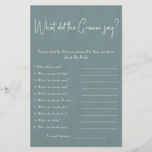 新郎は何と言った？シャワーゲームフライヤー チラシ (正面)