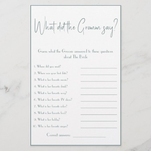 新郎は何と言った?シャワーゲームフライヤー チラシ (正面)