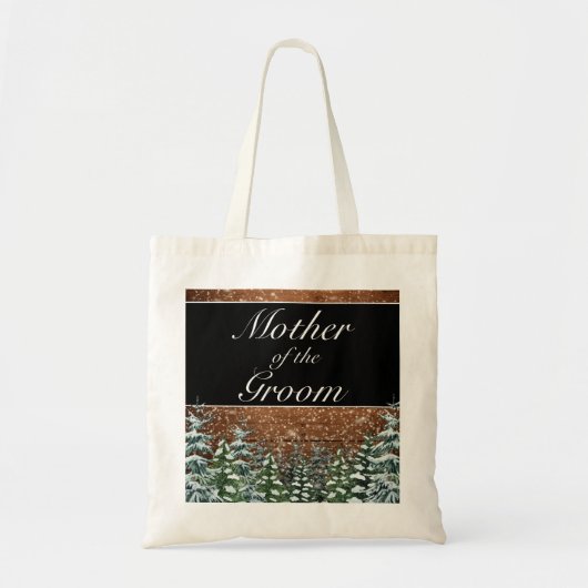 新郎または新婦の雪の森の木結婚の母 トートバッグ (正面)