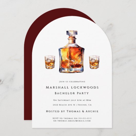 新郎をバチュラーパーティ招待 招待状 (正面/裏面)