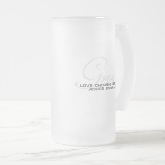 新郎を大事にして下さい フロストグラスビールジョッキ (正面右)