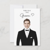 新郎を持つ新郎ブライダルシャワーゲームにガス サンキューカード (正面)