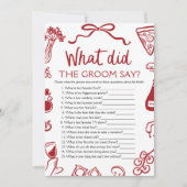 新郎イタリアンは何と言ったブライダルシャワーゲーム 招待状 (正面)