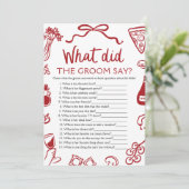 新郎イタリアンは何と言ったブライダルシャワーゲーム 招待状 (スタンド正面)