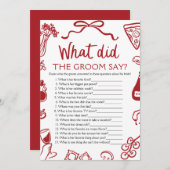 新郎イタリアンは何と言ったブライダルシャワーゲーム 招待状 (正面/裏面)