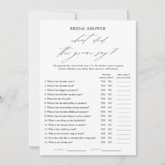 新郎エレガントがゲームカードを何と言ったか 招待状 (正面)