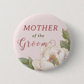 新郎エレガントの母赤面ピンクフローラが 缶バッジ (正面)